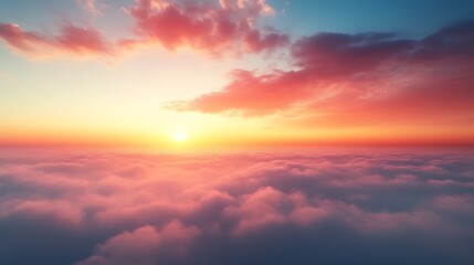 Fototapeta premium Vibrant sunset above a sea of clouds. (5)