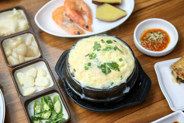 Korean traditional food. steamed egg