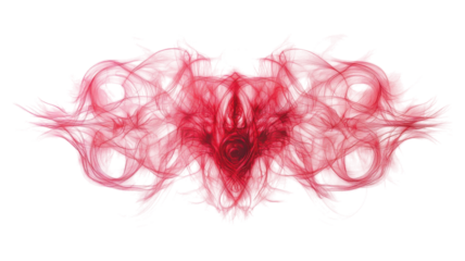 Abstract design featuring swirling red and gray elements with a heart shape, showcasing a blend of colors and textures.