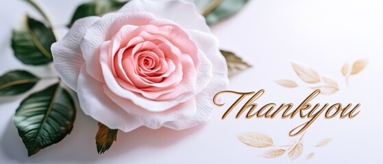 Delicate Pink Rose with Thank You.