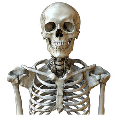 Skeleton illustration with anatomical details isolated on transparent background