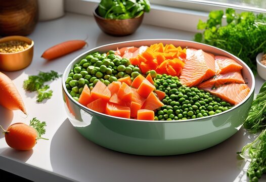 vibrant healthy dog food featuring fresh ingredients optimal canine nutrition wellbeing, recipes, diets, proteins, vitamins, minerals, meal, formulas
