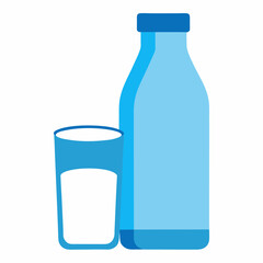 glass of milk and bottle