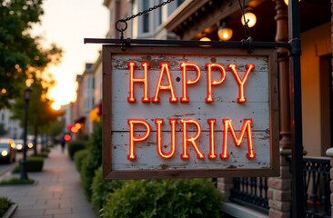 Obraz premium Happy Purim inscription, Jewish national holiday