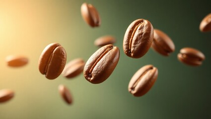 Obraz premium Roasted Coffee Beans Falling Through Air