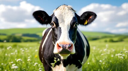(Dairy Cow Portrait in Pasture