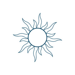 Sun vintage frame template, sun tattoo design sketch vector outline. Element for creating a logo pattern
