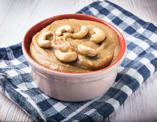 Fresh healthy cashew nut paste in bowl