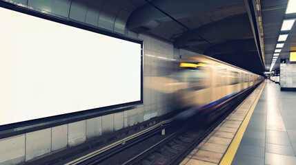 blank advertising billboard in subway station