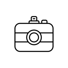 Vintage camera outline icons, minimalist vector illustration ,simple transparent graphic element .Isolated on white background