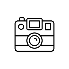Vintage camera outline icons, minimalist vector illustration ,simple transparent graphic element .Isolated on white background