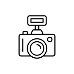 Vintage camera outline icons, minimalist vector illustration ,simple transparent graphic element .Isolated on white background