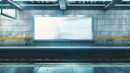 blank advertising billboard in subway station