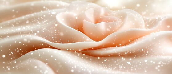 Peach rose fabric with sparkle.