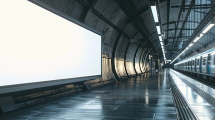 Naklejka premium blank advertising billboard in subway station
