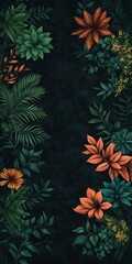 vibrant tropical foliage patterns with succulent leaf details