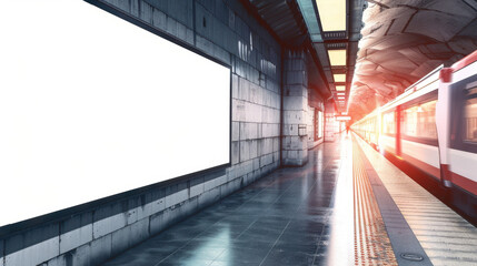 Obraz premium blank advertising billboard in subway station