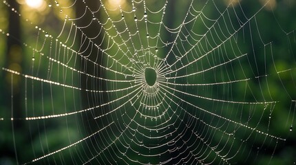 Dew-Kissed Spiderweb: A Symphony of Nature's Intricacy