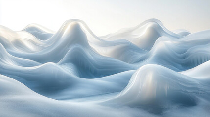 Fototapeta premium Smooth, undulating white landscape resembling snow-covered hills or abstract waves under soft light.