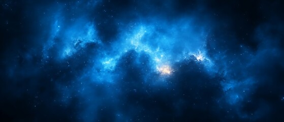 Obraz premium Deep space nebula, blue cosmic clouds.