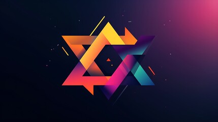 A vibrant and modern logo featuring an abstract geometric shape, using bold colors to symbolize creativity and innovation