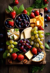 colorful assorted cheese board featuring vibrant varied elegant presentation ideal gatherings special occasions, appetizer, arrangement, brunch