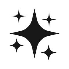 Shine or sparkle vector. Sparkling star in black color on white background. Sparkle star icons. Shine icon. Star sparkle doodles vector.
