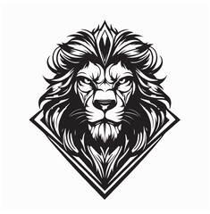 Obraz premium Lion Head Image Vector. Illustration of lion with black and white style.