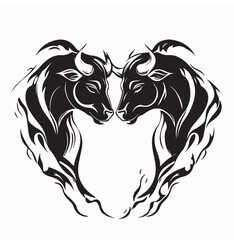 Bulls face to face image vector. Bull Duel Stock Illustrations isolated on white background.