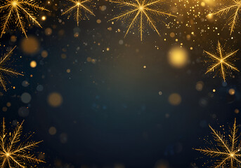 Christmas and New Year banner with gold stars elements