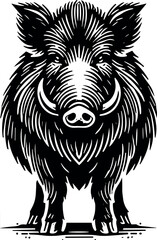 Wild Boar vector black silhouette cricut design for T-shirt