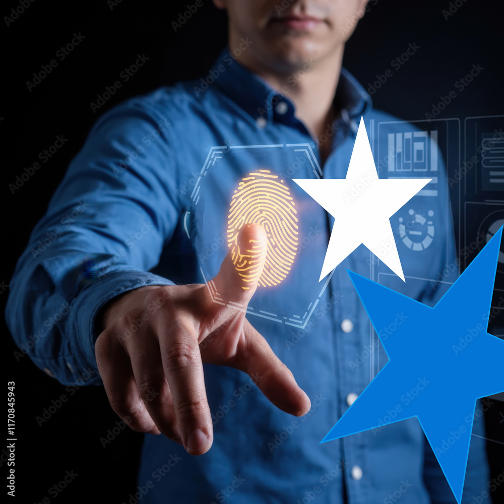 Aufkleber Biometric Authentication System Showcasing Fingerprint Security Technology for Enhanced Data Protection and User Privacy