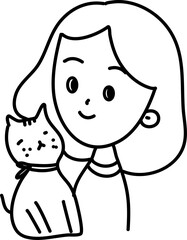Girl with cat doodle