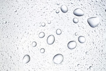 Water drops on light glass surface, top view