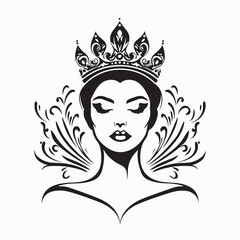 Beautiful Queen Crown Design Logo Vector isolated on white Background.