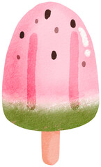 Hand drawn cute watermelon ice cream.