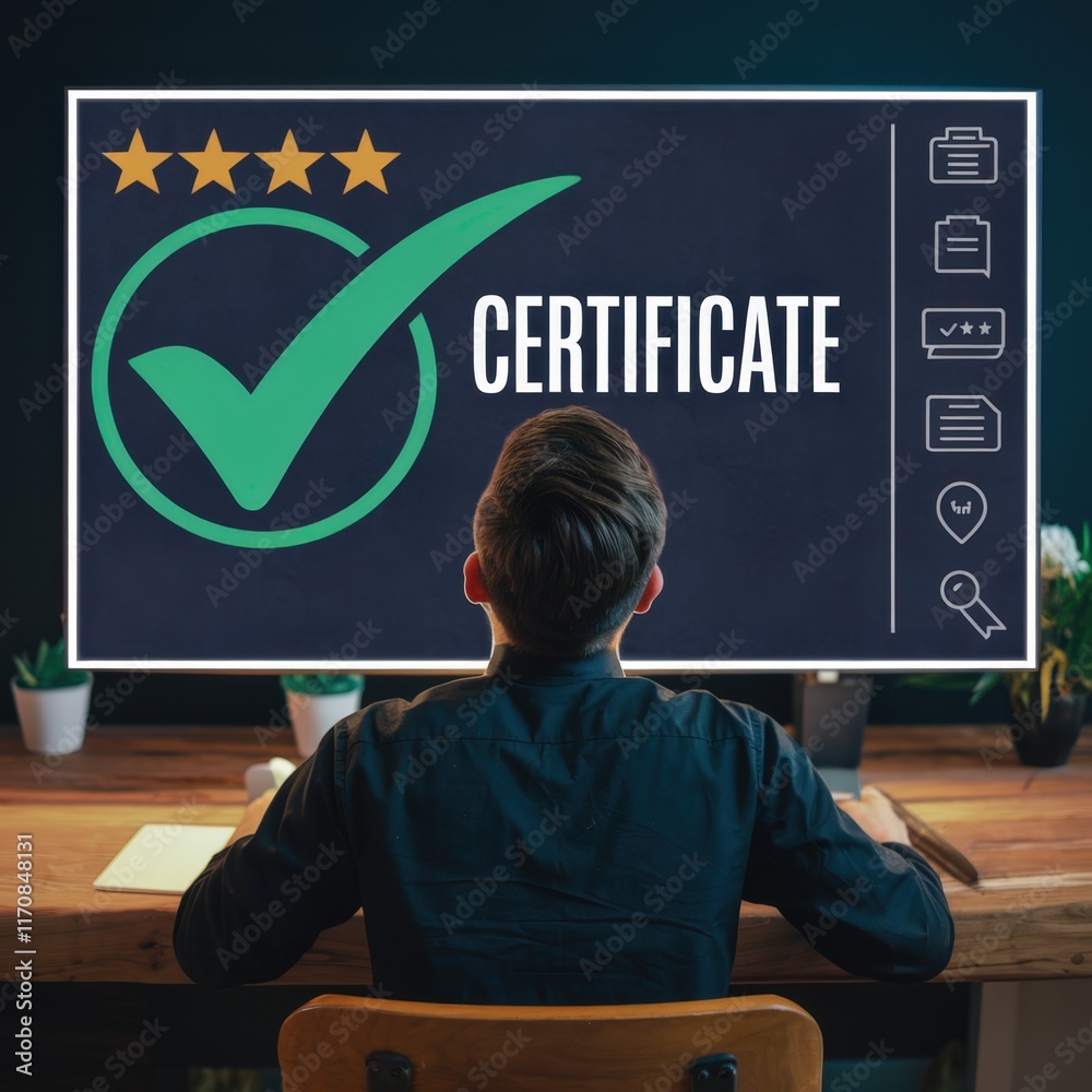 Poster comprehensive certificate and compliance documentation for business operations in a regulated indust