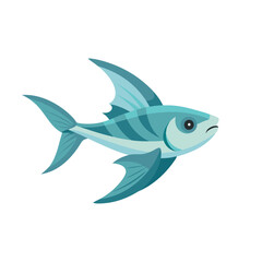  Flying Fish under water animal isolated flat vector illustration on white background.