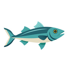  Hake under water isolated flat vector illustration on white background