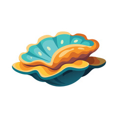 Giant Clam under water animal isolated flat vector illustration on white background.