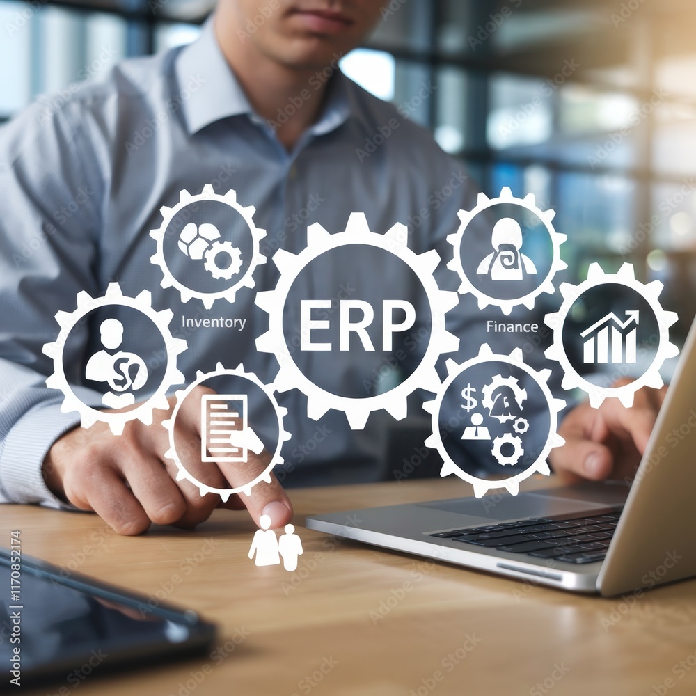Poster Comprehensive Understanding of Enterprise Resource Planning: A Visual Guide to ERP Concepts and Benefits for Businesses