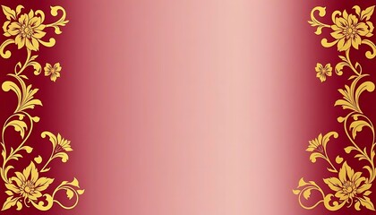 Elegant Gold Floral Design on Red Background