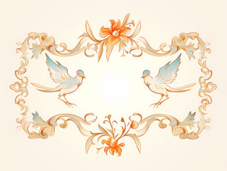 Obraz premium Elegant floral and bird design in pastel colors. Perfect for invitations, cards, or decorative elements.