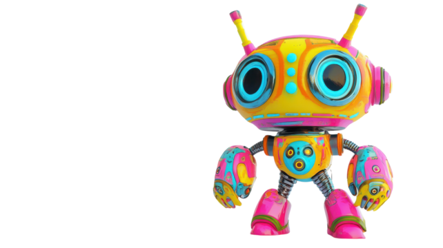 Whimsical Toy Robot with Bright Colors Perfect for Children's Rooms, Play Areas, or Fun Gift Ideas.