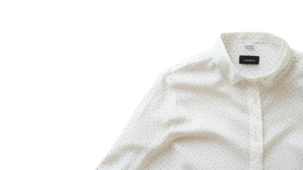 Stylish White Long Sleeve Shirt with Subtle Polka Dots Ideal for Casual and Semi-Formal Events.