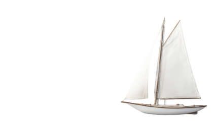 A Serene White Sailboat Elegantly Displayed on a Pearl White Background, Perfect for Nautical Themes, Travel Promotions, and Marine Designs.