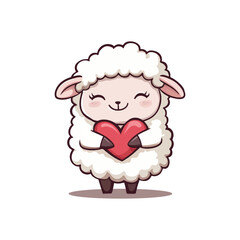 vector design of cute sheep hugging love mascot