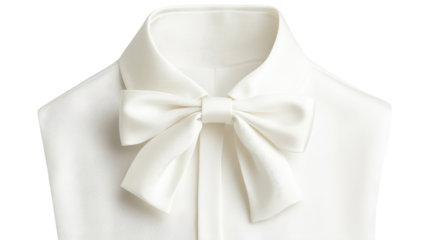 Elegant White Tailored Blouse with Bow Tie Collar for Chic and Stylish Outfits in Fashionable Settings.