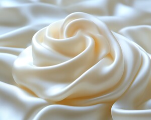 Obraz premium Creamy white silk fabric swirled into a rose shape.
