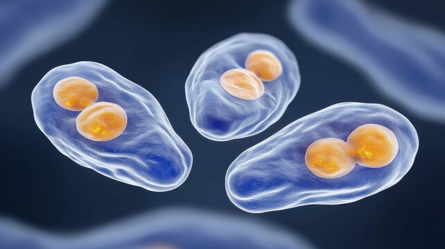 Microscopic View of Dividing Cryptococcus Neoformans Yeast Cells in Culture